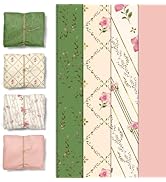 NICROHOME EUR 24 Sheets Floral Tissue Paper, Sage Green and Pink Small Tissue Wrapping Paper for ...