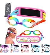 Vvinca Kids Swim Goggles with Fabric Strap No Tangle Pain-Free, Anti-Fog Swimming Pool Goggle No ...