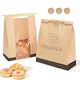 Bake Choice 100Pcs Paper Bread Bags for Homemade Bread, 14 x 8.3 x 3.5 Inch Sourdough Bags with T...