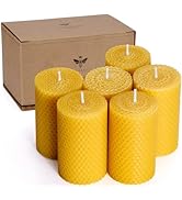 Beeswax Pillar Candles Set of 6 - Handmade Pure Beeswax Rolled Candles for Gift & Home Decor (2×3...