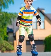 FIODAY Knee Pads for Kids Youth Dinosaur Knee Elbow Pads Wrist Guards with Drawstring Bag Adjusta...