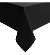 Hiasan Black Rectangle Tablecloth - 54 x 80 Inch - Waterproof & Wrinkle Resistant Washable Fabric...