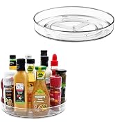 Amolliar 11" 2 Pack Lazy Susan Organizer, Non-Skid Rotating Turntable Spice Rack for Cabinet, Fri...