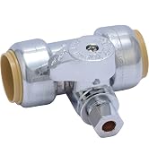 SharkBite 3/4 x 3/4 x 1/4 Inch Compression Tee Stop Valve, Push to Connect Brass Plumbing Fitting...