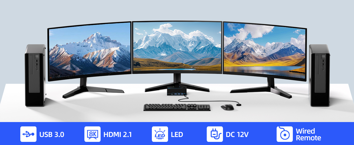 Upgraded 3 monitors KVM switch