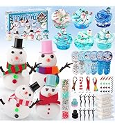 LAWOHO Build a Snowman Kit with Clay & Clear Slime, Snowman Crafts for Kids, Slime Kit for Kids, ...