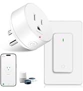 WiFi Smart Outlet Plug with Remote,GreenCycle Electric Smart Plug with Wall Switch,Compatible wit...