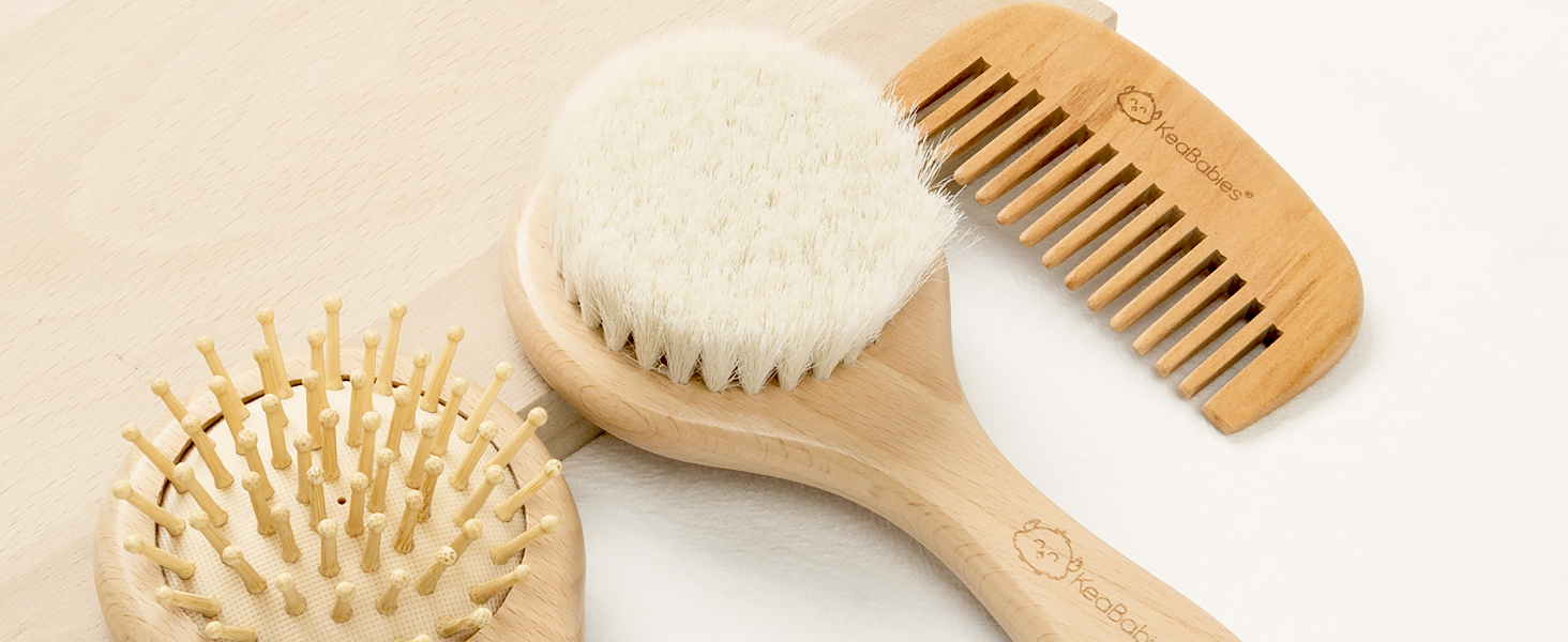 baby hair brush comb newborn set wooden goat bristles cradle cap boys girls toddlers hairbrush