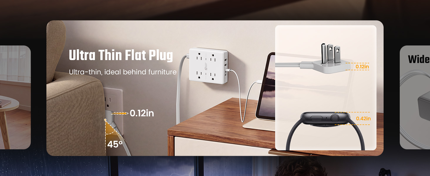 Flat plug extension cord