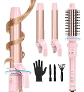Farery 3-in-1 Interchangeable Automatic Rotating Curling Iron & Thermal Brush Set, 1'' /1.25'' Cu...