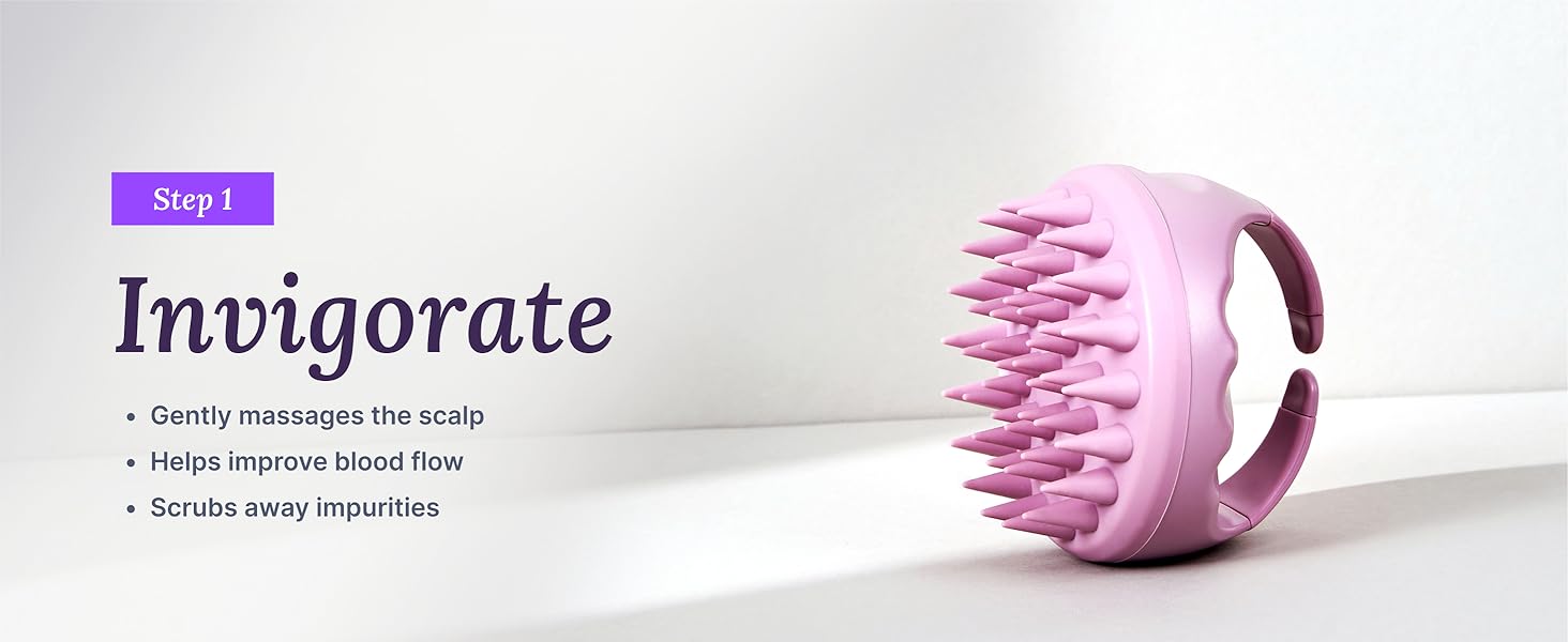 Keranique Scalp Massager Silicone Head Scrubber Hair Growth Stimulator Shower Massage Stress Relax.