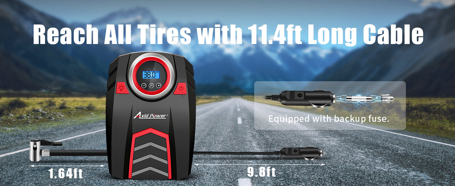 reach all tires with 11.4ft long cable