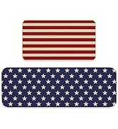 JarThenaAMCS 2Pcs Patriotic Kitchen Mats Stripes Stars Kitchen Rugs 4th of July Red Blue Non Slip...