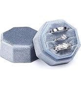 WantGor Velvet Ring Box, 3 Slots Jewelry Ring Gift Box Vintage Ring Display Holder Case for Weddi...