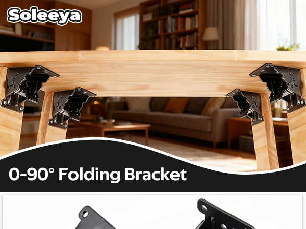 Soleeya Folding Brackets 0-90 Degrees Folding Table Legs Brackets Foldable Self-Lock Hinges
