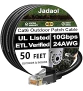 Cat6 Outdoor Ethernet Cable 50ft, 24AWG 10Gbps Support Cat8/7 Network, Pure Copper, Direct Burial...