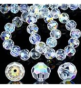 Dowarm 200 Pieces Round Crystal Glass Beads for Jewelry Making, 6MM Rondelle Crystal Beads for Cr...