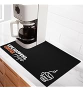 Matace Designer Coffee Maker Mat Dish Drying Mat - 12x19 Trimmable, PU Leather Surface & Rubber B...