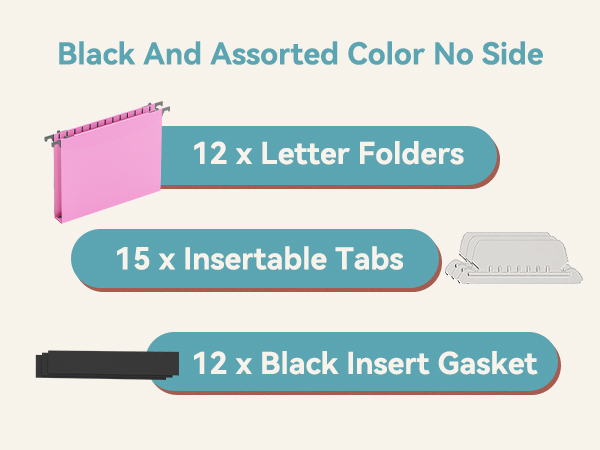 black hanging file folders