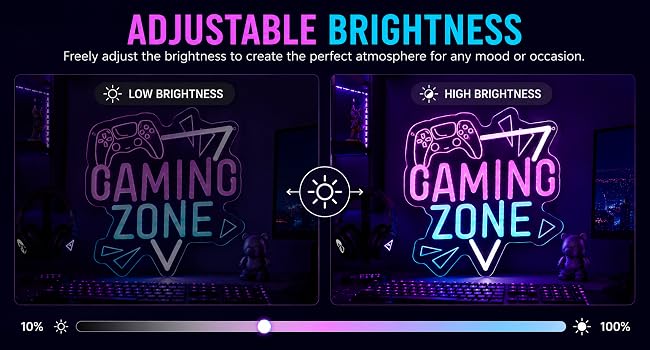 Gaming Zone Neon Sign Game for Wall Decor