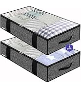 Onlyeasy Foldable Underbed Bags - 2 Pack Blankets Clothes Comforters Storage Bag Breathable Zippe...