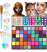 Face Painting Kit for Kids, 54 Colors Professional Face Paint Makeup Kit Non-Toxic Water Activate...