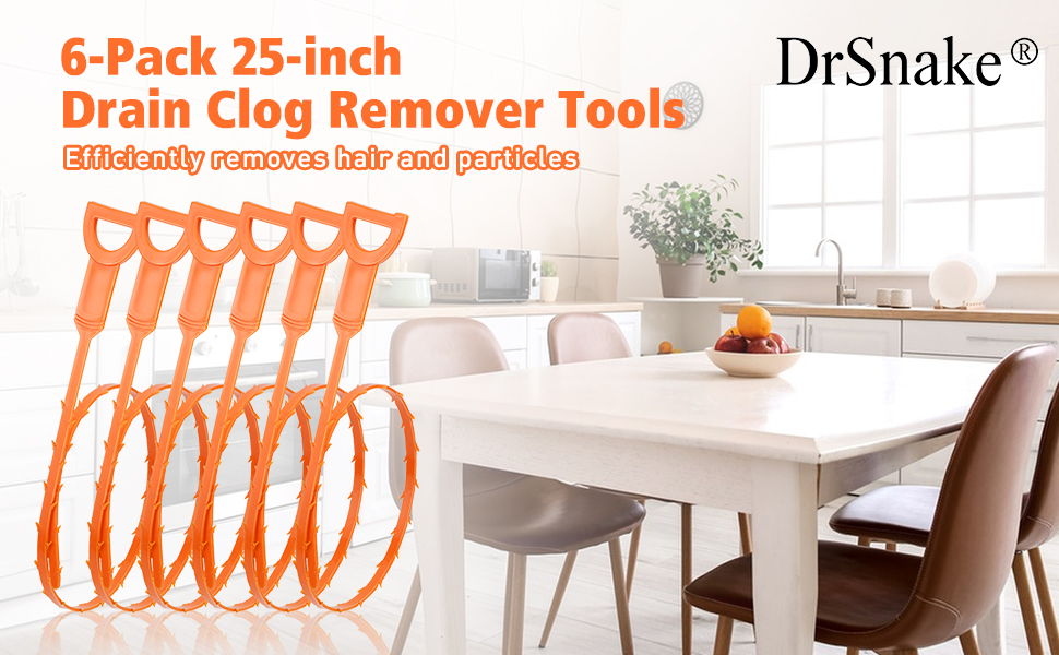 Drain Clog Remover Tool Set: 6-Pack 25-Inch Extra-Long for Superior Performance,Easy to clean pipes