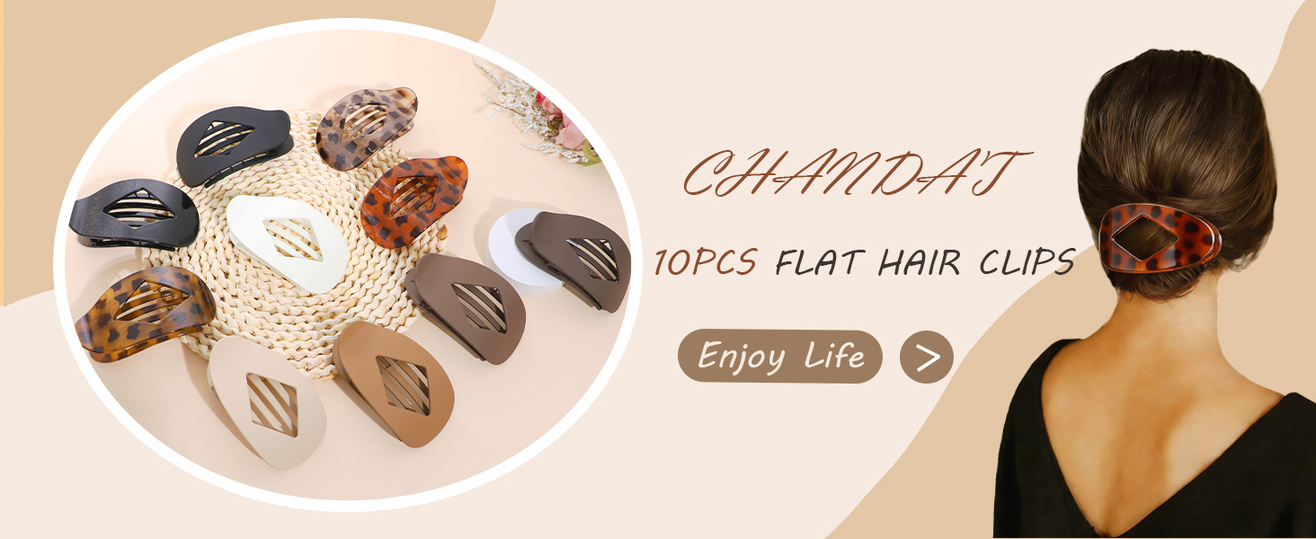 CHANDAT 10PCS flat hair claw clips