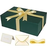 YINUOYOUJIA Large Green Gift Boxes with Lid,14"x9"x4.5" Magnetic Gift Box with Ribbon,Cards and E...