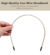 Niyanghome 2 Pcs Metal Headbands for Women, Brown Headpiece Wire Headband Trendy & Cute, Thin Hea...