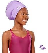 Kids Extra Large Swim Cap for Long Hair, Swimming Caps for Boys Girls Youth, Big Swim Hat for Lon...
