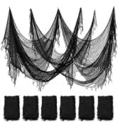 ZeeDix 6 Pack Black Halloween Creepy Cloth 30 × 75 Inch - Halloween Cheesecloth Decoration Spooky...