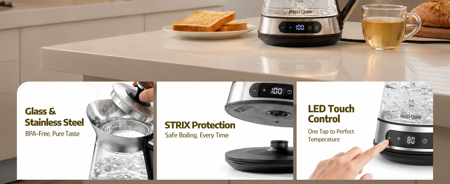 Hazel Quinn Glass And Stainless Steel Electric Kettle