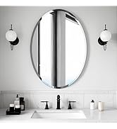 Bathroom Mirror for Over Sink, Oval Frameless Mirror, Beveled Polished Wall Mirror for Bathroom, ...