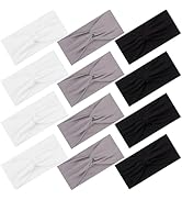 12 Pcs Stretchy Headbands for Women, Absorbed Sport Headband Soft Twist Knotted Hairbands for Dai...