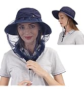 USHAKE Head Net Hat, Safari Hat Sun Hat Bucket Hat with Hidden Net Mesh