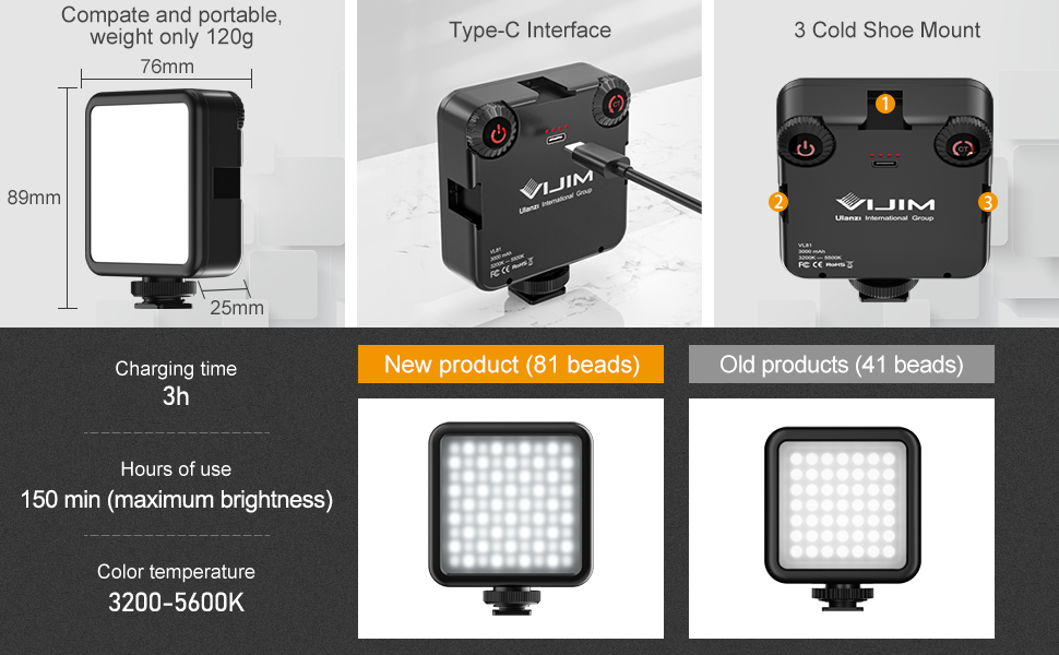 49 camera led video light with 2000mAh battery