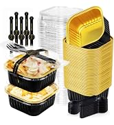 5oz Mini Cake Pans with Lids, Aluminum Foil, Black Gold, ZOXILEN | Square Disposable Mini Baking ...