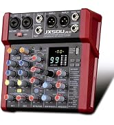 JXSOU Audio Mixer, 6-Channel DJ Mixer Bluetooth Studio Mixer with 99 DSP Effect USB Drive+48V Pha...