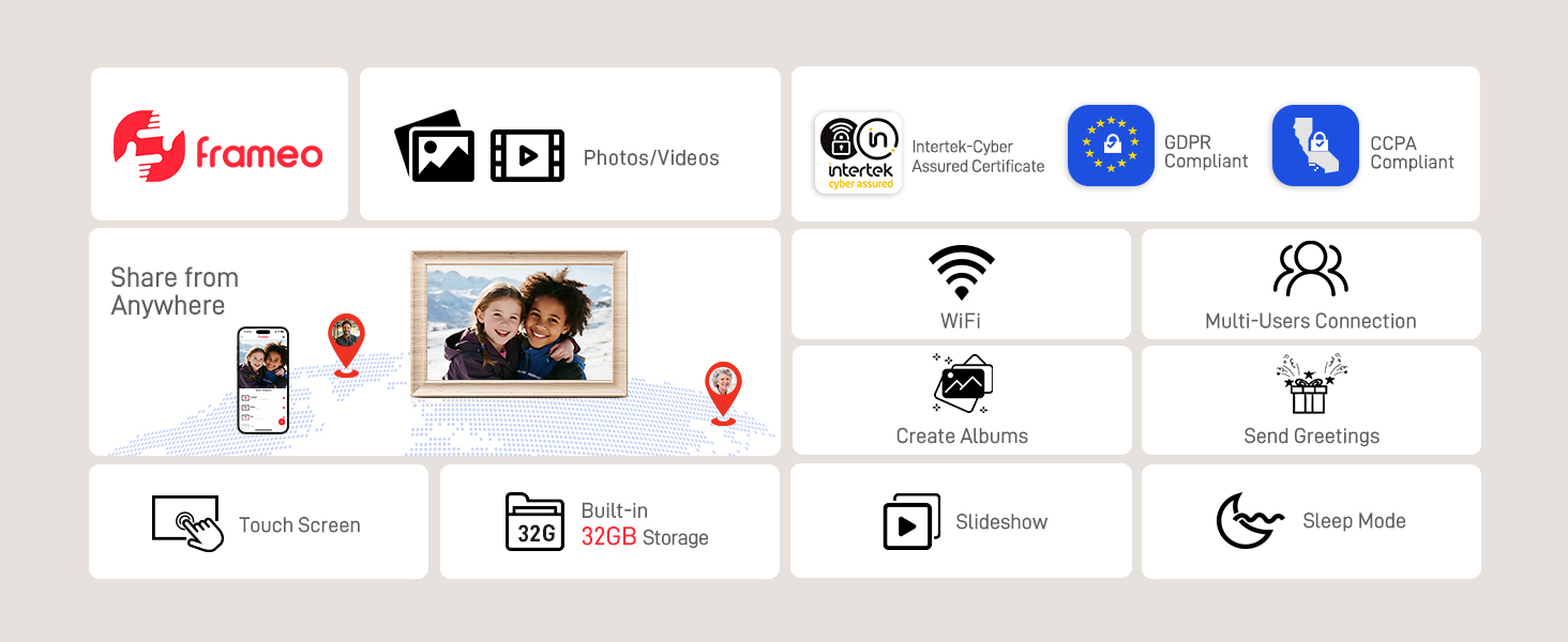 frameo digital frame wifi picture photo video share moment from phone