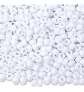 NUKAYAI 1000Pcs White Pony Beads Kit 6x9mm Perler Bulk Beads for Bracelets Crafts, Kandi Beads, H...