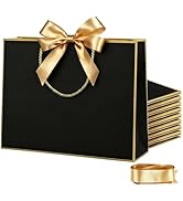JOYIT 6 Pack Extra Large Black Gift Bags - 17x5.5x12.6 Inch Gift Bags with Handles and Ribbon, XL...