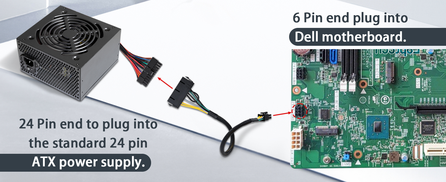 24 pin to 6 pin Dell adapter