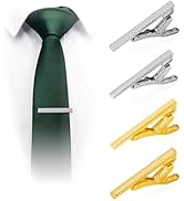 Roctee 4Pcs Tie Clips For Skinny Ties, Men's Tie Bars Set For Regular Ties, Premium Necktie Acces...