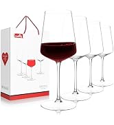 CnSneg Red Wine Glasses Set of 4, Hand Blown Stemmed Wine Glass 18oz, Premium Crystal White Wine ...