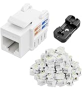 iwillink 10Gbps Cat6 Keystone Jack and Punch-Down Stand, 50-Pack, RJ45 Ethernet Keystone Jacks, 9...