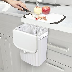 small hanging trash can for easy scrap disposal
