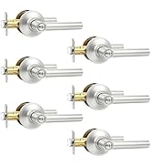 Brotima 6 Pack Privacy Brushed Nickel Door Handles, Nickel Keyless Door Lever Interior for Bedroo...