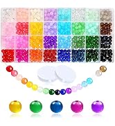 TOAOB 1760pcs Glass Beads for Jewelry Making 32 Colors 6mm Round Crystal Beads Gemstone Beads Bra...