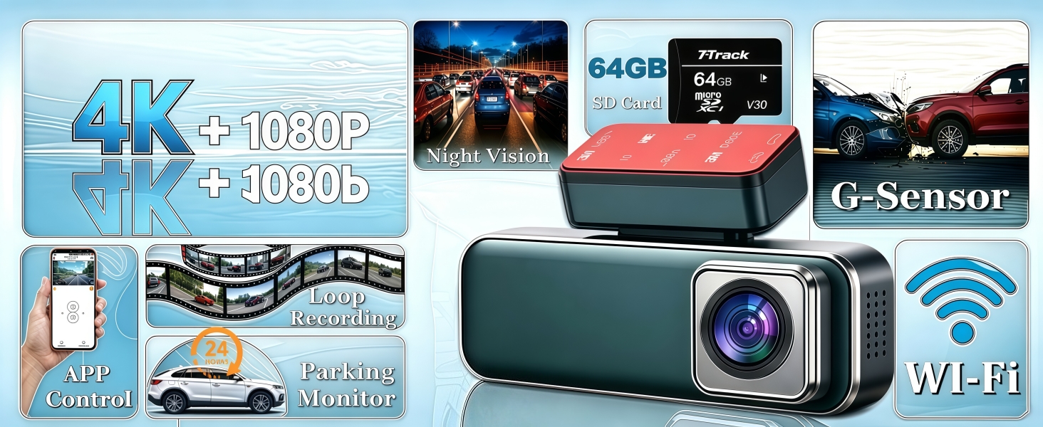 4K Dash Cam Front and Rear